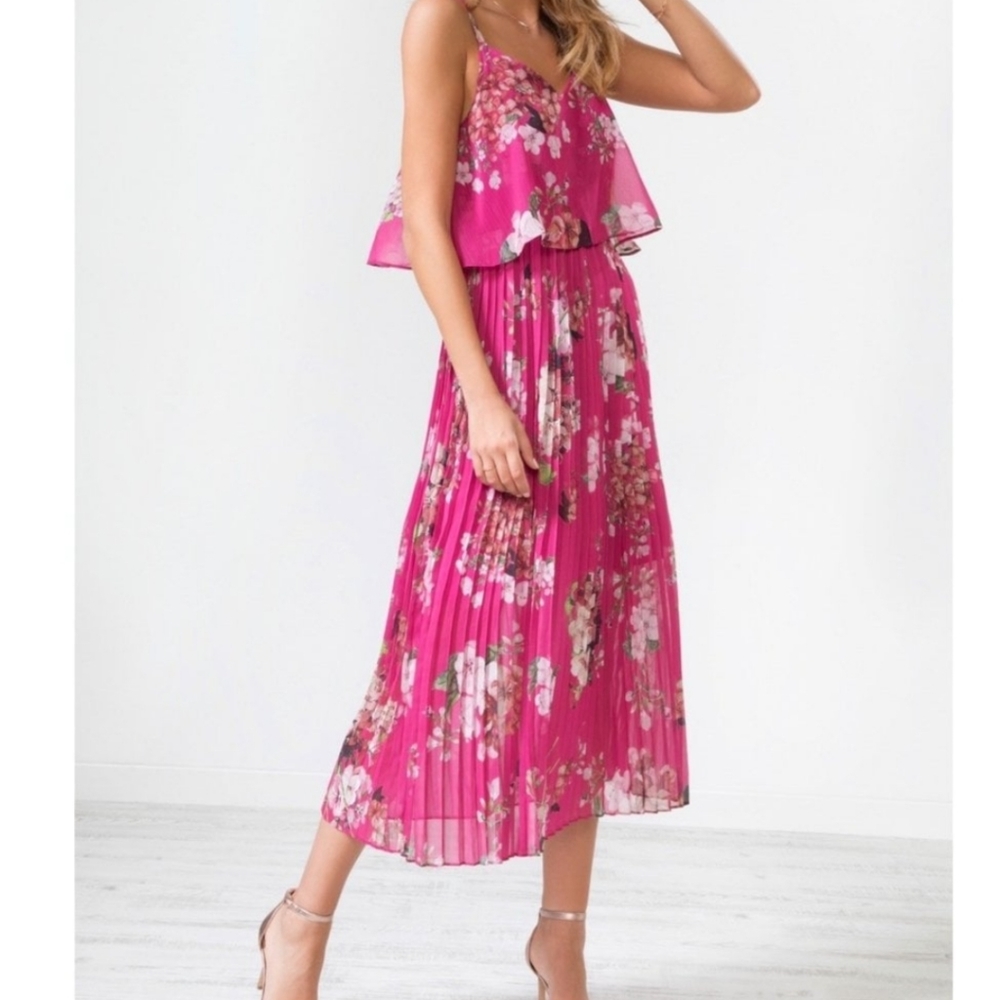Pleated Cami Midi Dress
